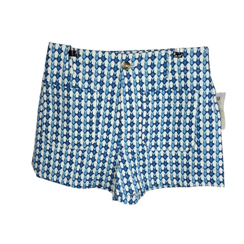 Anthropologie Maeve The Colette Shorts, High Rise, Linen Blend, Blue, Size 28